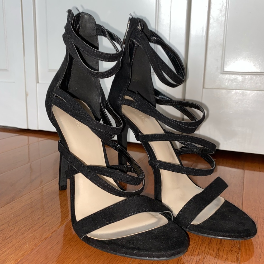 Black strap stilettos